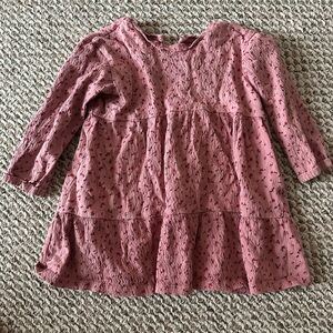 Zara Girls Pink Floral Long Sleeve Tiered Dress 3-4